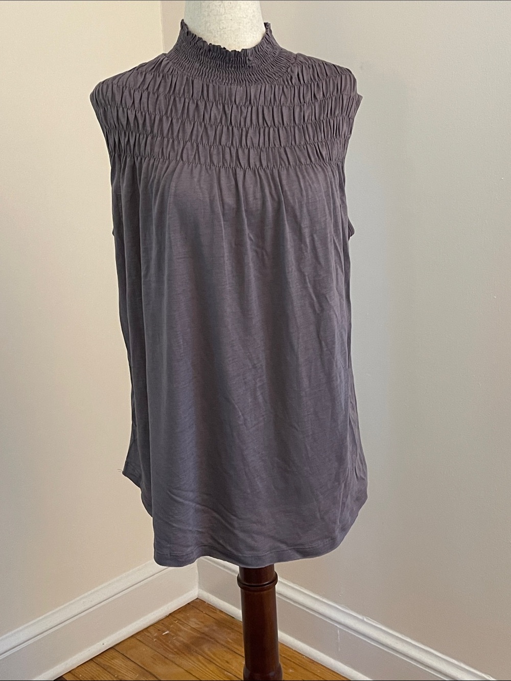 Sundance Everyday Essence Smocked Mock Neck Top NWT L